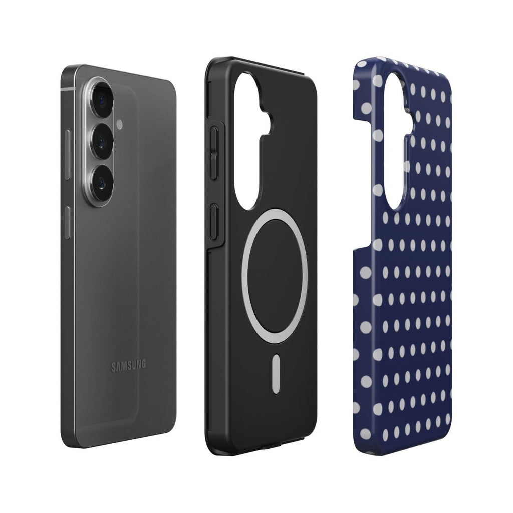 Pois bleu marine – Coque de téléphone magnétique résistante | Elissa Rua