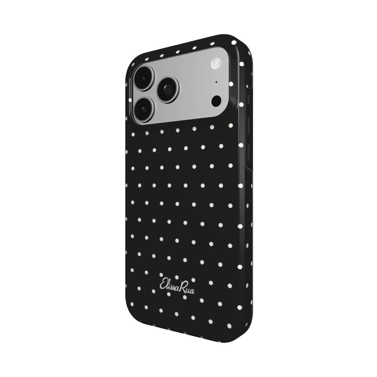 Black Polka Dots – MagSafe Tough Phone Case | Elissa Rua