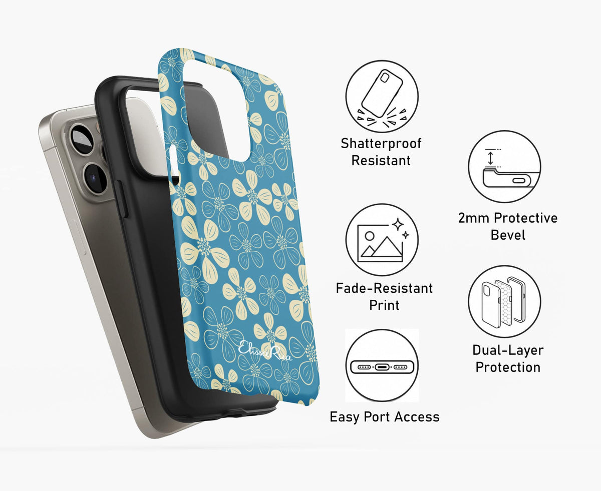 Modern Abstract Blue Floral – Tough Phone Case | Elissa Rua
