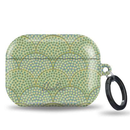 Elegant green AirPods case featuring vintage geometric design