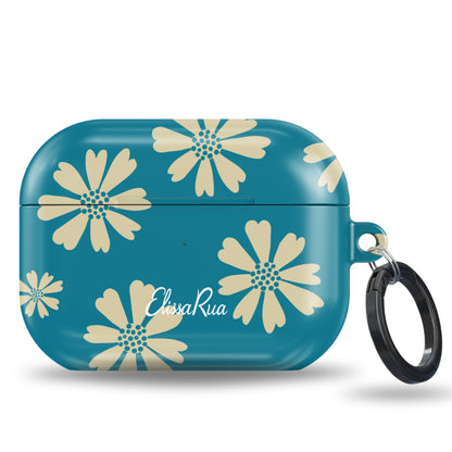 Retro inspired floral AirPods case with oversized daisy pattern