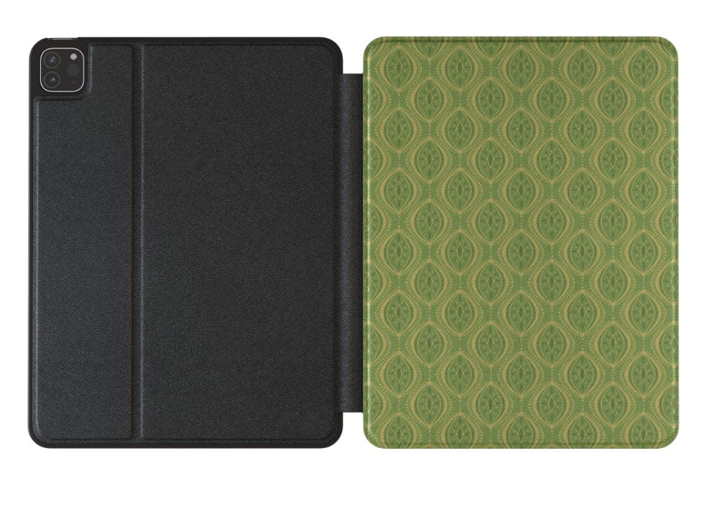 Green Boho Geometric Vegan Leather iPad Pro 12.9-inch Opened