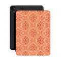 Boho Geometric Orange Premium Vegan Leather iPad Pro 11-inch cover with Apple Pencil holder and microfiber lining