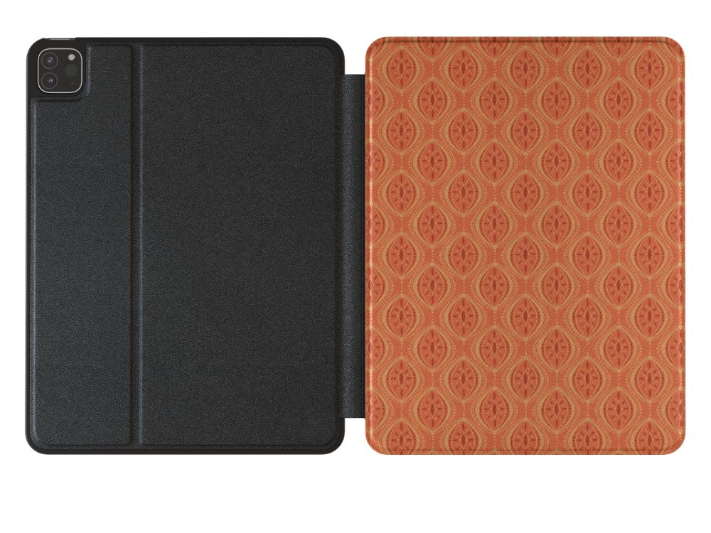 Orange Boho Geometric Vegan Leather iPad Pro 12.9-inch Opened