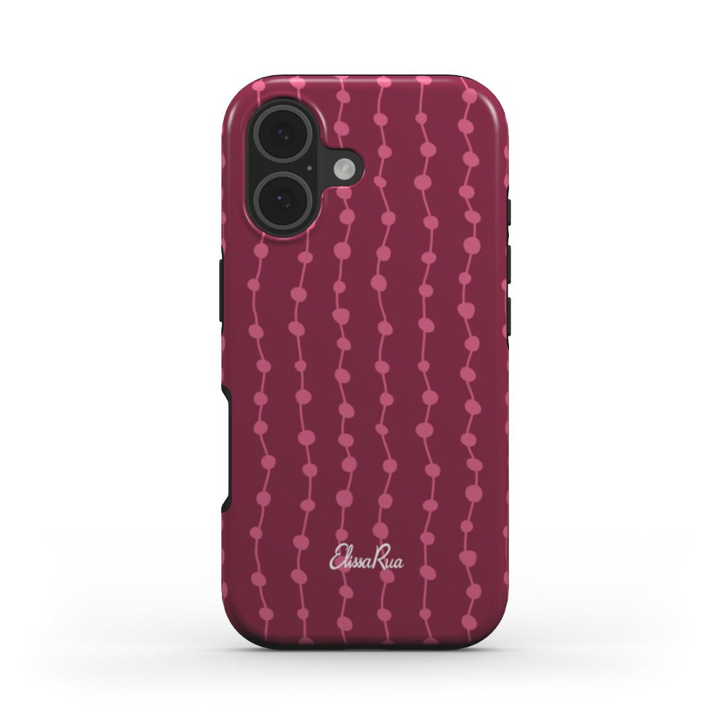 Aesthetic Designer Phone Case with Cherry and Pink Stripes pattern