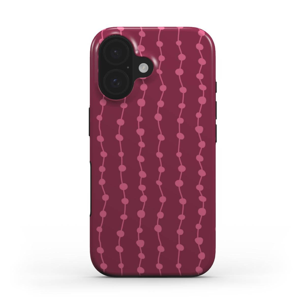 Aesthetic Designer Phone Case with Cherry and Pink Stripes pattern
