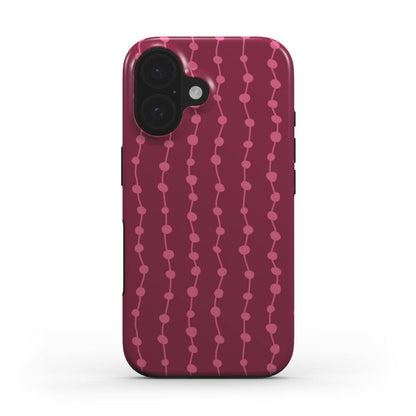 Aesthetic Designer Phone Case with Cherry and Pink Stripes pattern