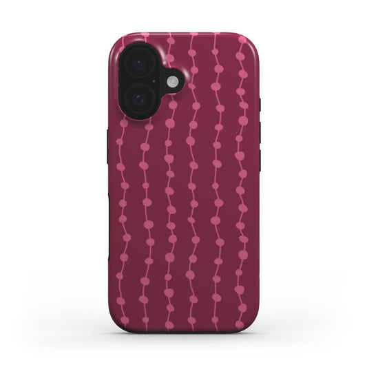 Aesthetic Designer Phone Case with Cherry and Pink Stripes pattern