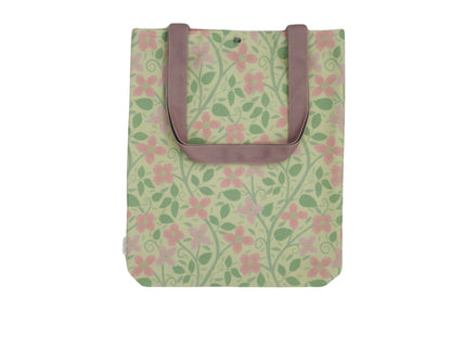 Clematis Flower Tote Bag in Pink and Green