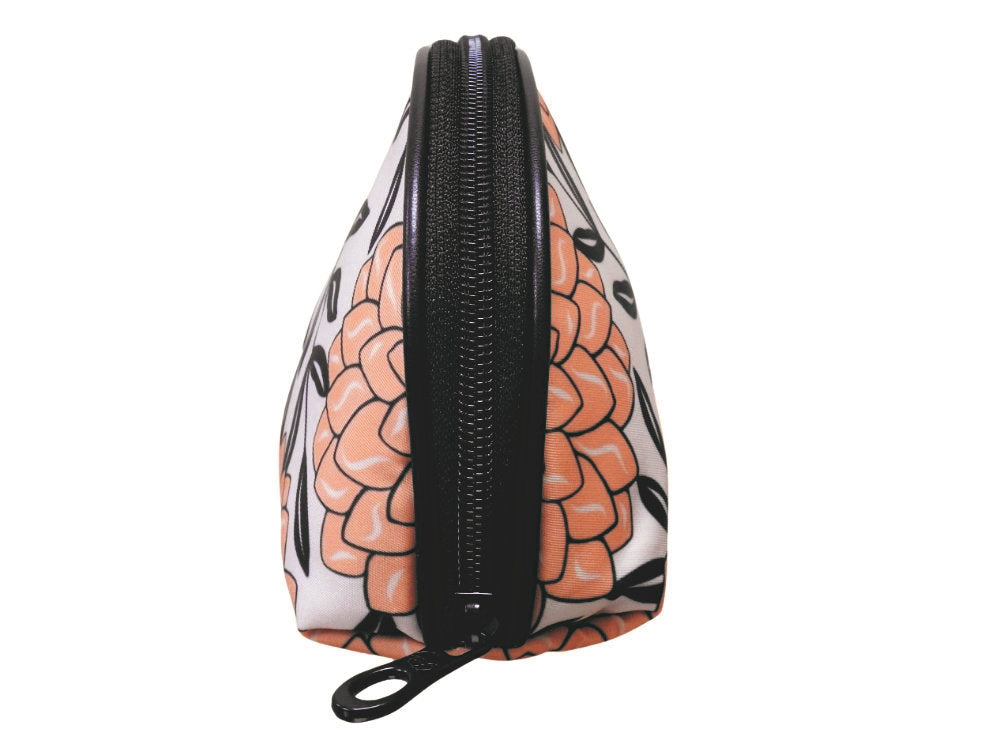 Cosmetic Case Floral Yellow & Black with Zipper