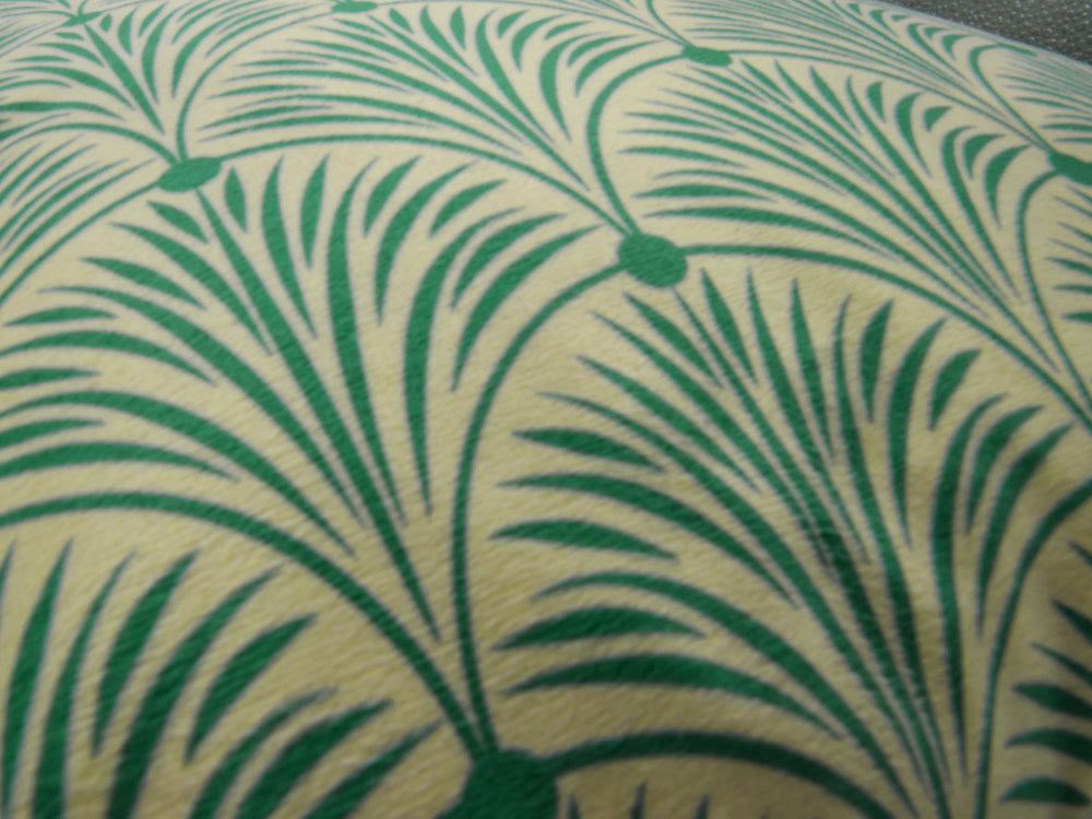 Velvet Cushion Cover - Green Art Deco Geometric Design Closeup