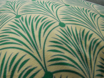 Velvet Cushion Cover - Green Art Deco Geometric Design Closeup