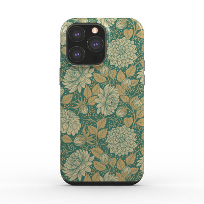 Dahlia Floral Teal Snap Phone Case for iPhone and Samsung