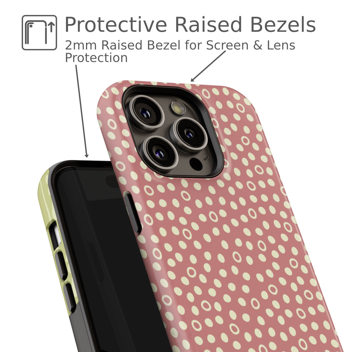 Dusty Rose Polka Dot Tough Phone Case – Protective & Stylish
