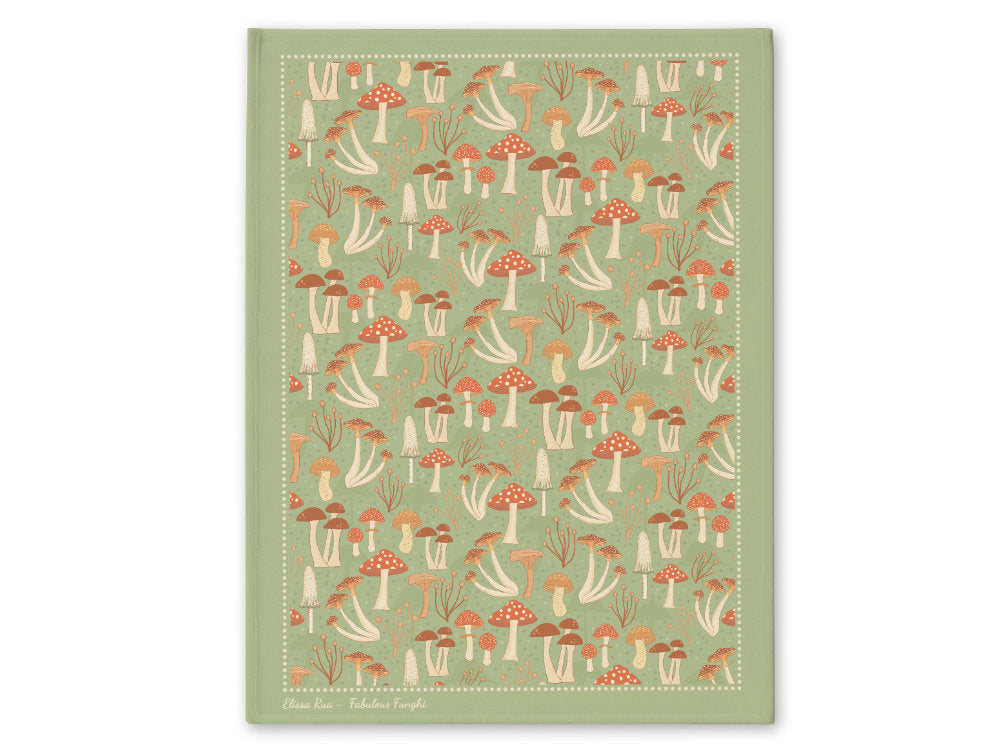 Designer Tea Towel Set – Earthy Mushroom Print | Botanical Kitchen Gift (Set of 3)