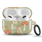 Mushroom AirPods case with woodland fungi botanical pattern