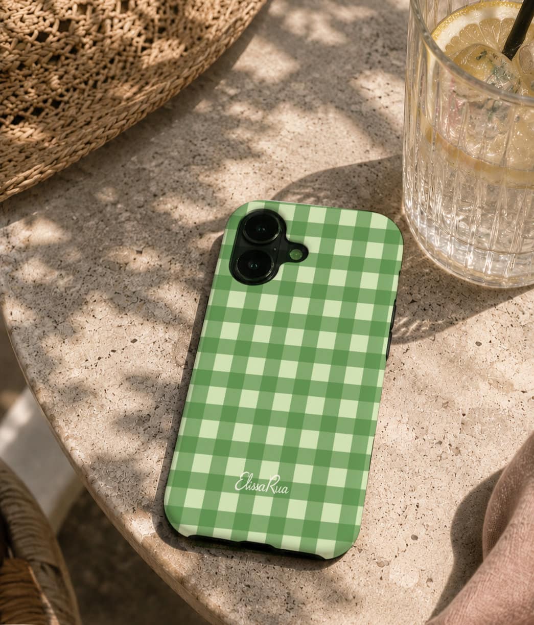 Green Gingham – Tough Phone Case | Classic Check Pattern