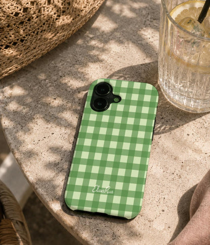 Green Gingham – Tough Phone Case | Classic Check Pattern