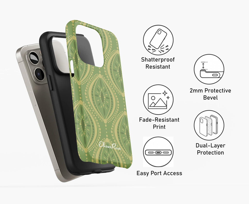 Green Boho Geometric – Tough Phone Case | Elissa Rua