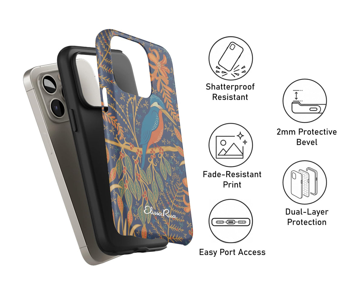 Kingfisher phone case layers