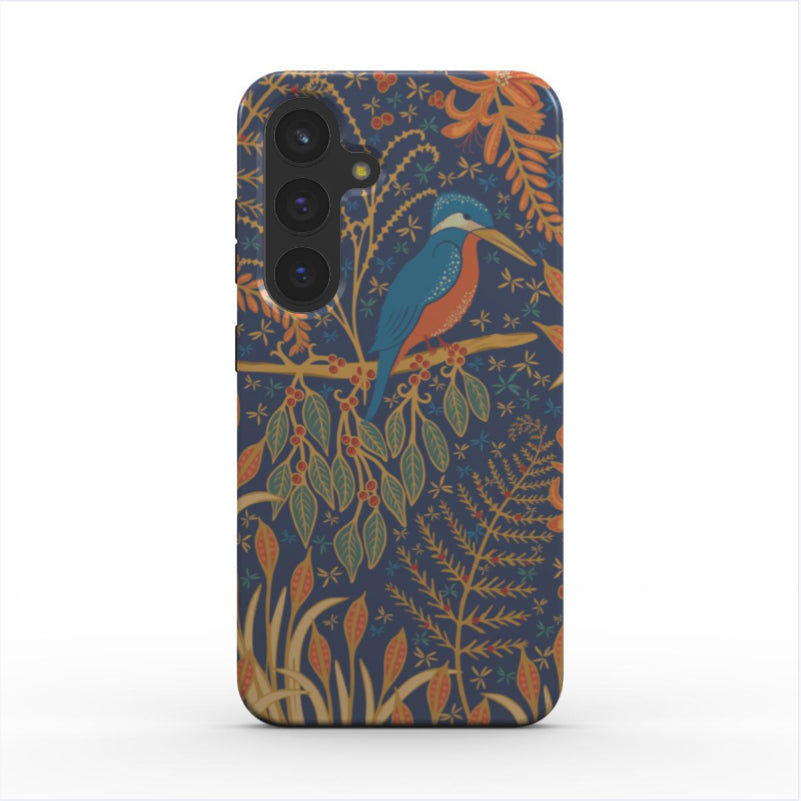 Vintage Kingfisher Phone Case – Art Deco Bird & Floral Design for iPhone & Samsung