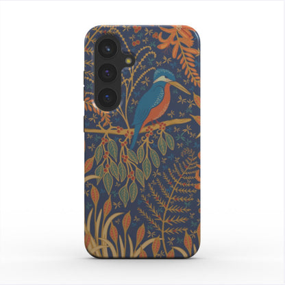 Vintage Kingfisher Phone Case – Art Deco Bird & Floral Design for iPhone & Samsung