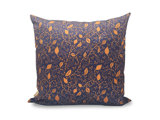 Navy & Copper Linework Floral Cushion –  (45x45cm)