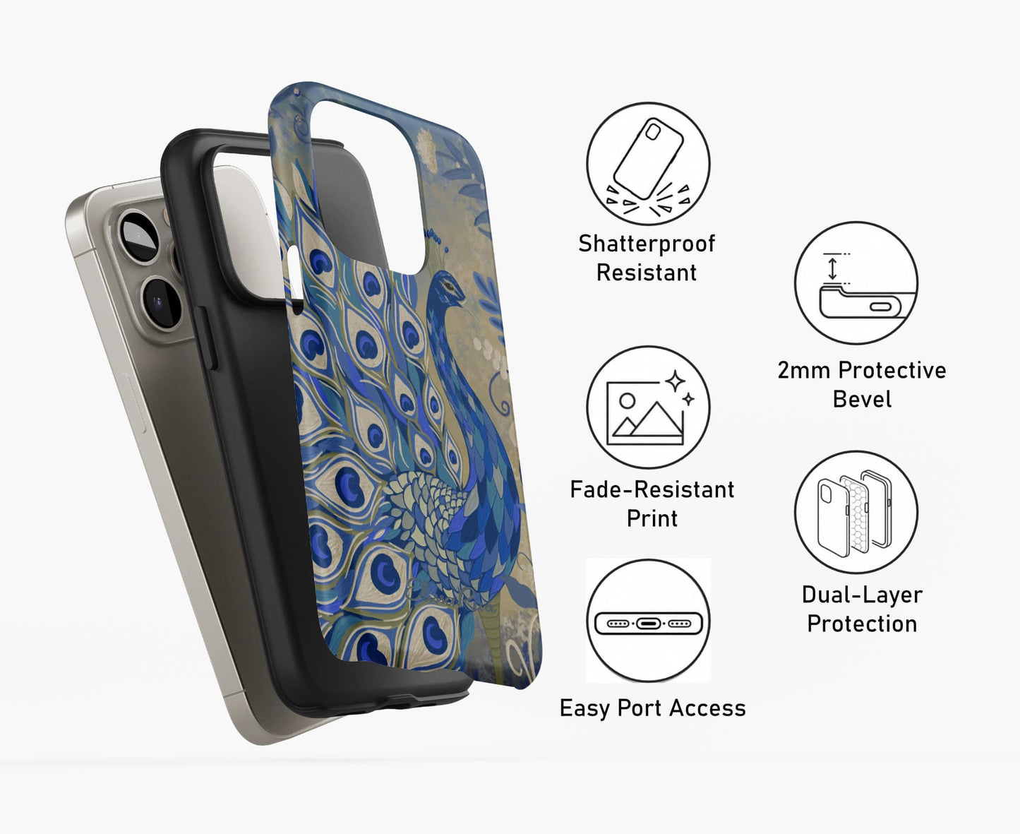 Peacock Ornate – Tough Phone Case | Elissa Rua