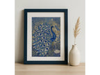 Blue Peacock in Bloom - Eclectic Nature-Inspired Fine Art Linen Print