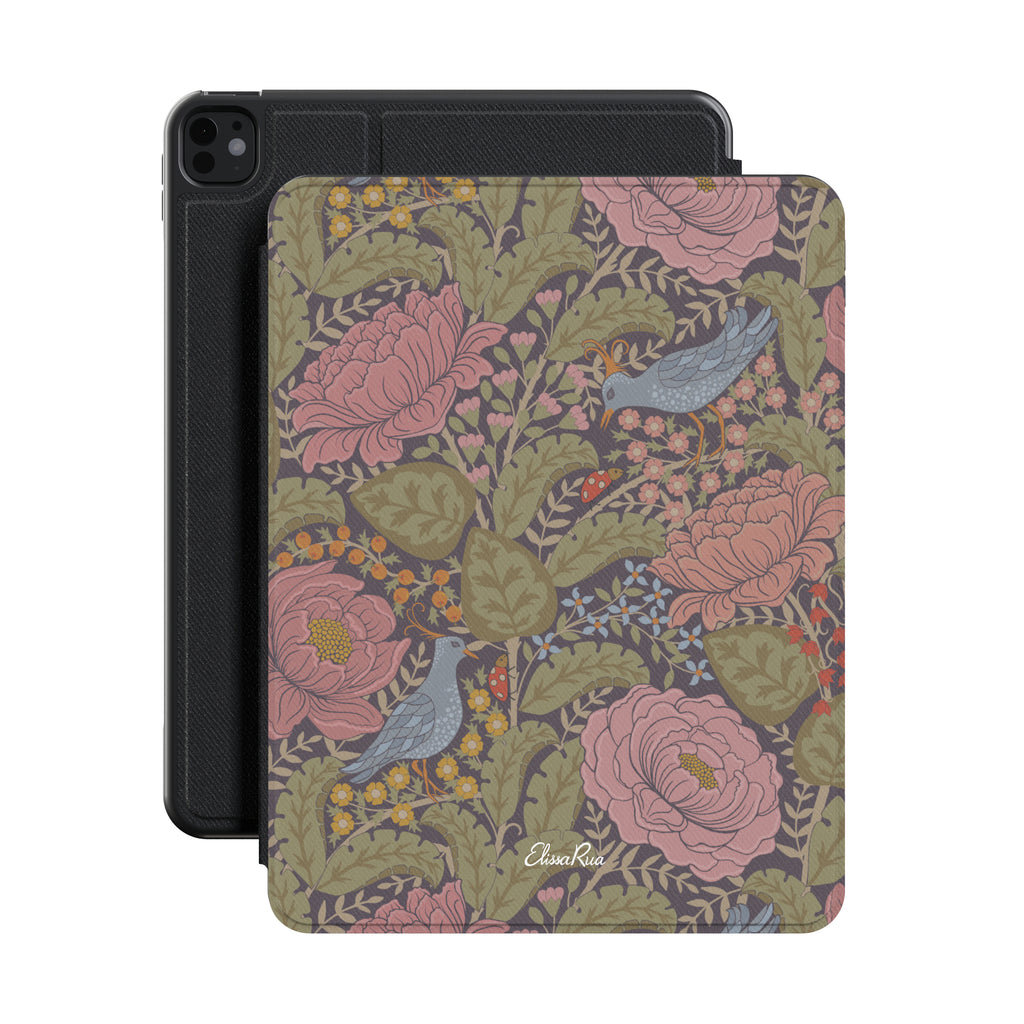 Peony & Bird Premium Vegan Leather iPad Pro 11-inch cover with Apple Pencil holder and microfiber lining