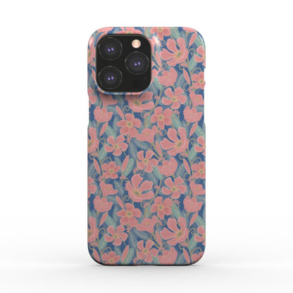 Pink & Blue Floral Snap Phone Case for iPhone16 and Samsung