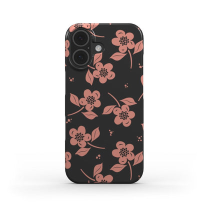Snap case with pink flowers on black background