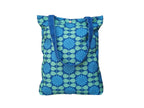 Retro-Chic Cotton Canvas Tote Bag in Blue & Green