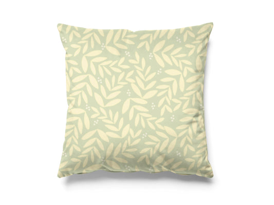 Luxurious Velvet Pale Green Foliage Cushion Cover