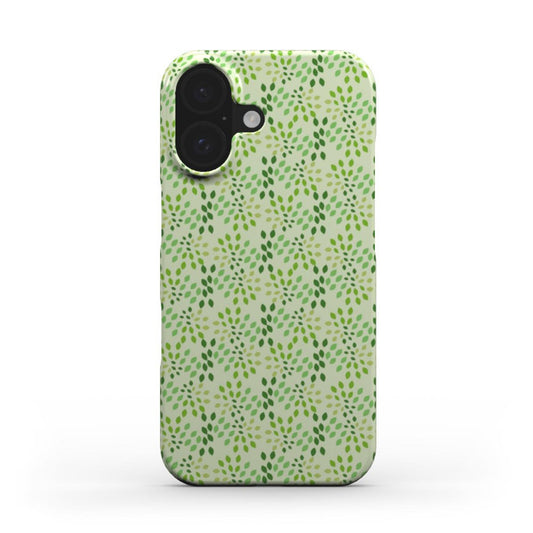 Snap phone case with abstract teardrop foliage in green