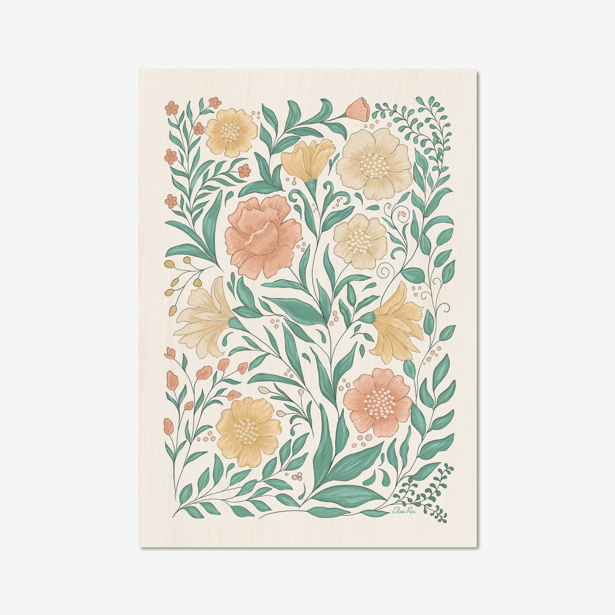 Wildflowers Art Print – Soft Botanical Illustration on Fine Art Linen Paper