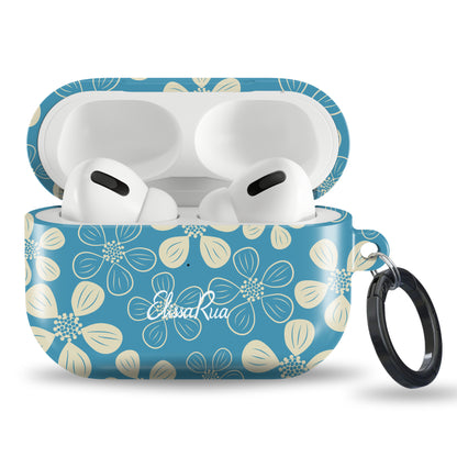 Modern Abstract Blue Floral – Tough Airpods Case | Elissa Rua