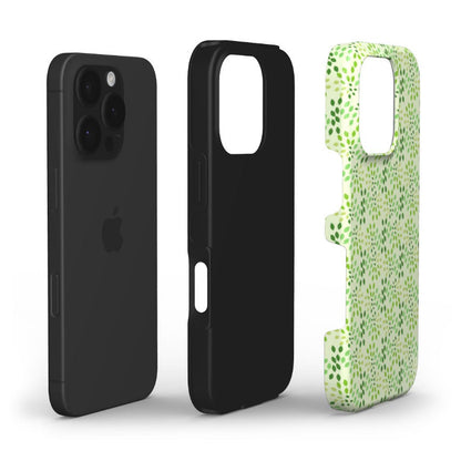 Layered view of the Abstract Teardrop Foliage Green phone case, displaying its construction and protective materials.
