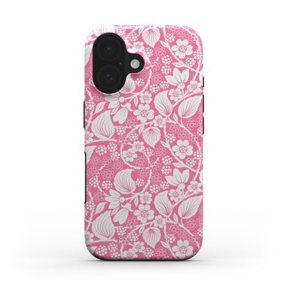 Aesthetic Phone Case Design – Pink Blackberry Vine Tough Cover – front view of tough phone case