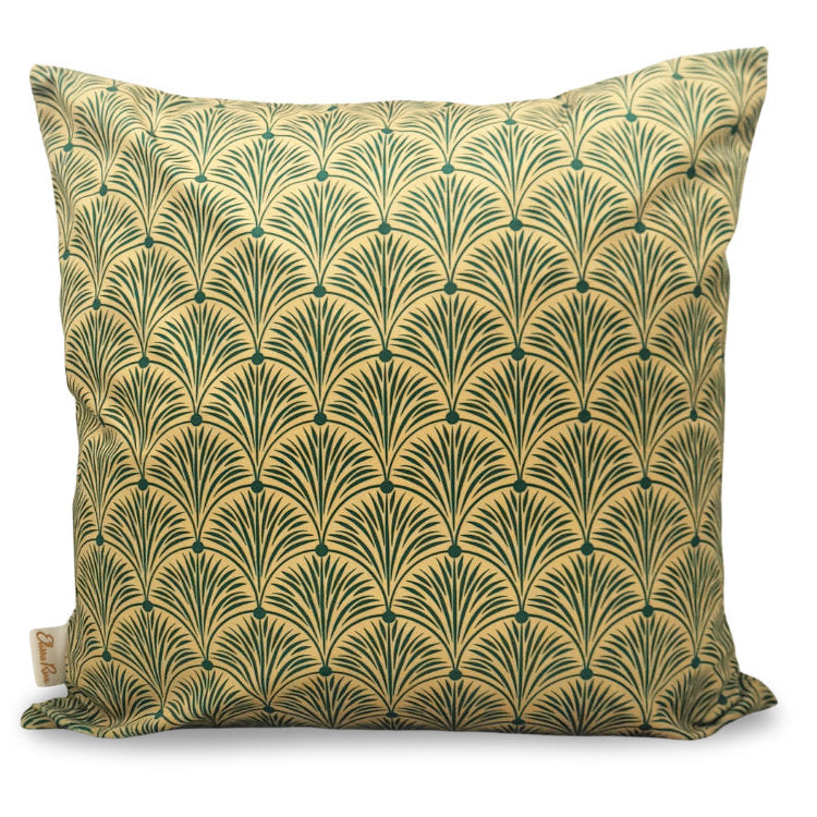 Art Deco style green velvet cushion cover, luxury geometric statement cushion, size 45x45cm