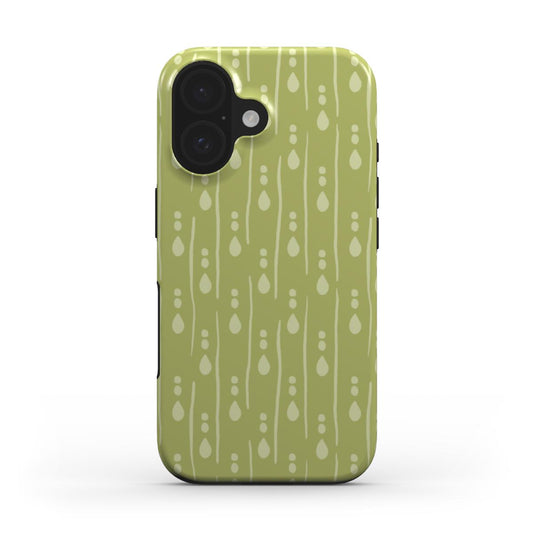 Artist Designed Phone Case – Botanical Green Tough Cover – front view of tough phone case