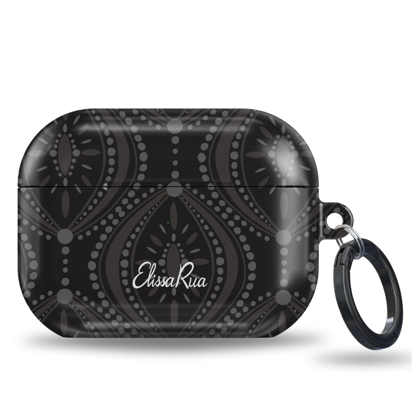 Decorative monochrome AirPods case with layered geometric pattern