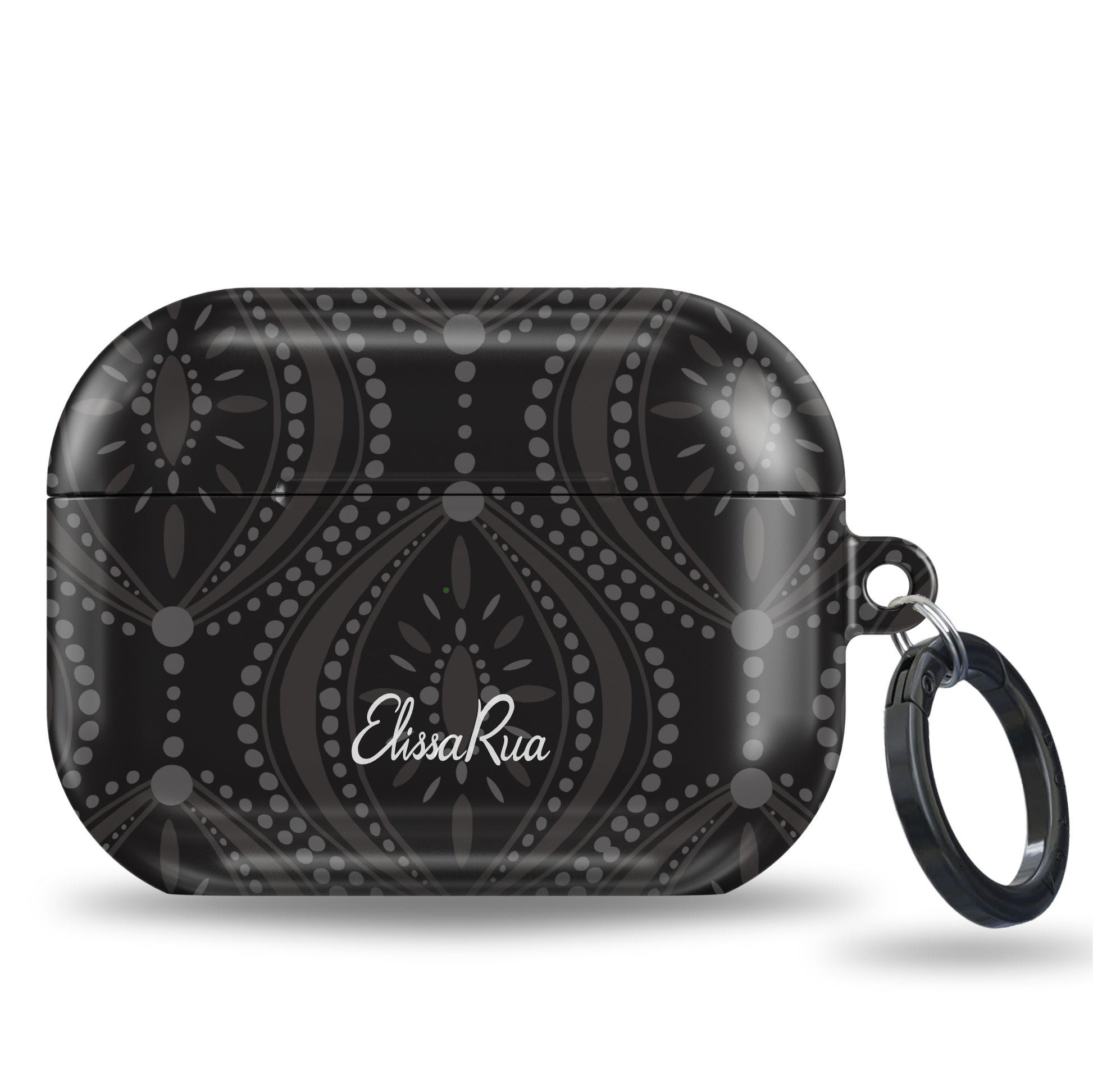 Decorative monochrome AirPods case with layered geometric pattern