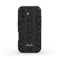 Black Geometric Tough Phone Case with modern diamond pattern
