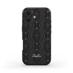 Black Geometric Tough Phone Case with modern diamond pattern