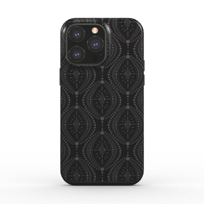Black Geometric Tough Phone Case with modern diamond pattern