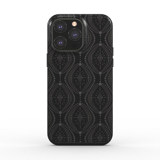 Black Geometric Tough Phone Case with modern diamond pattern