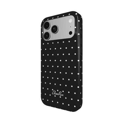 Side view of the Black Polka Dots tough phone case, showing the patterned edges