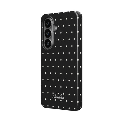 Black Polka Dots magnetic tough phone case – side view