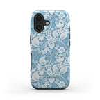 Aesthetic Phone Case Design – Blue Botanical Tough Cover – front view of tough phone case
